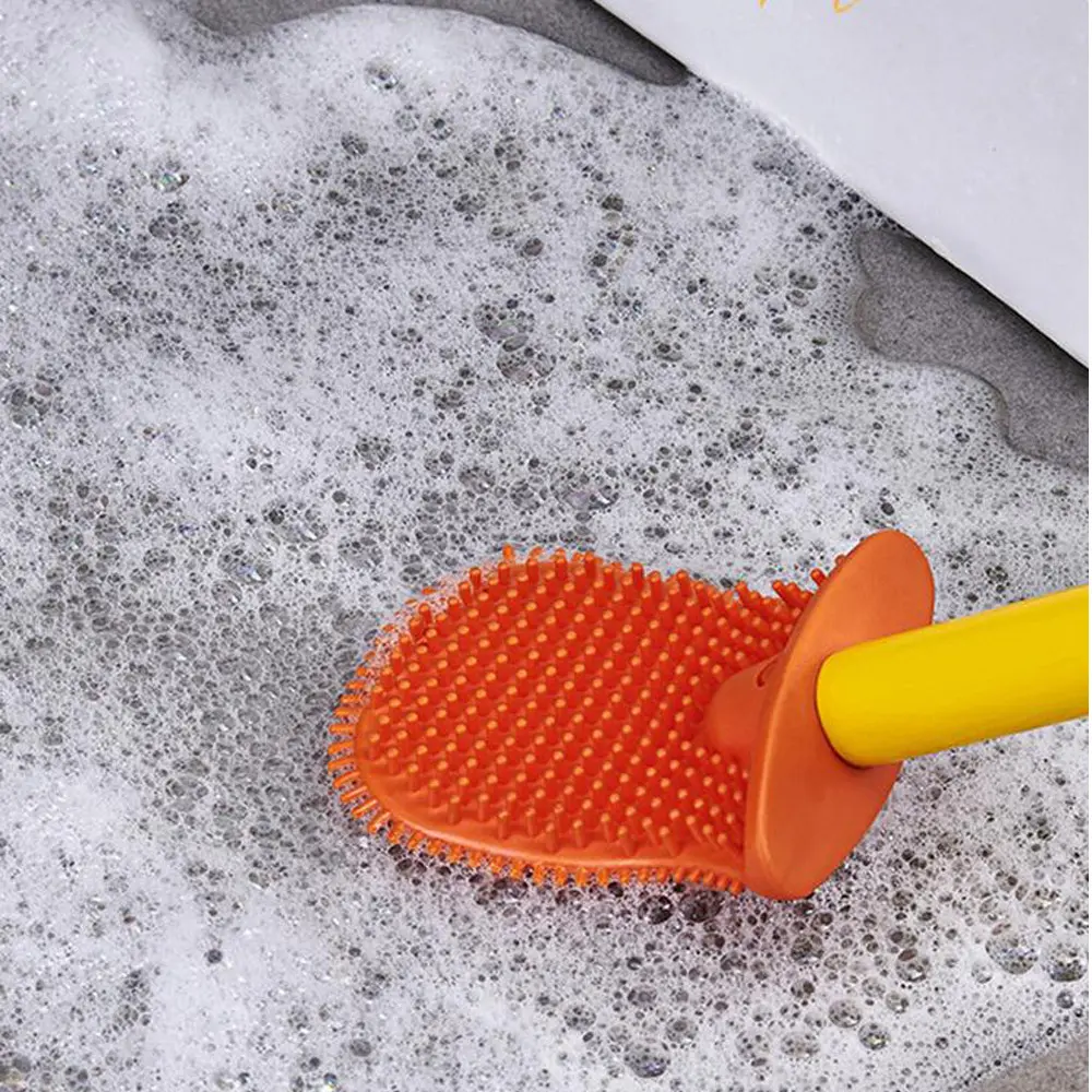 Yellow Duck Silicone Toilet Brush With Holder4.webp