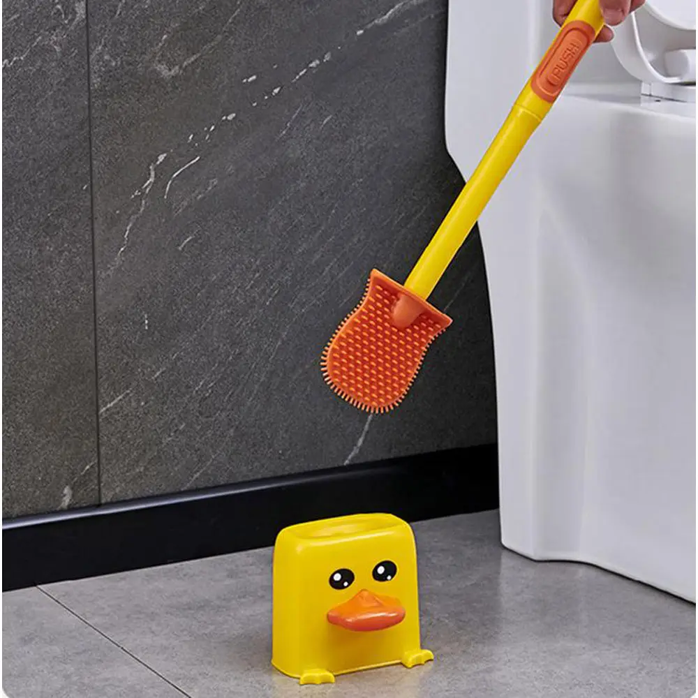 Yellow Duck Silicone Toilet Brush With Holder6.webp