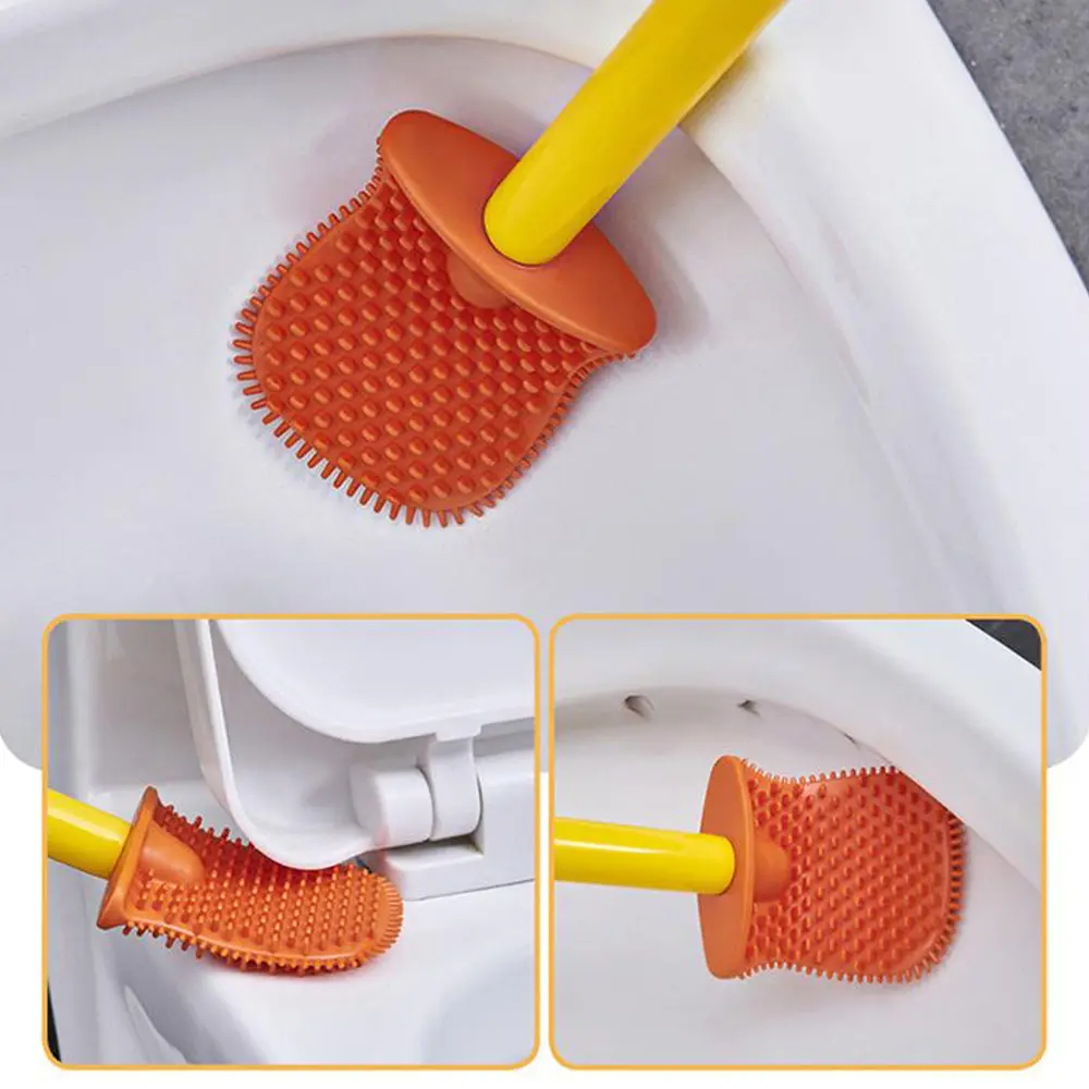 Yellow Duck Silicone Toilet Brush With Holder3.webp
