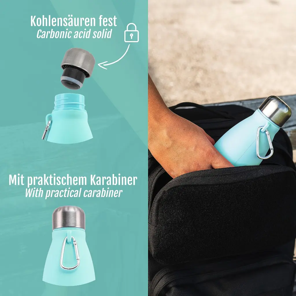 High-quality foldable silicone water bottle, BPA-free, odourless, non-toxic, temperature-resistant, 550 ml for sports, fitness, outdoor, camping or travel 2.webp