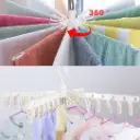 3 Tiers Foldable Towel Drying Rack Baby Clothes Laundry Rack with Underwear Clips Saving Space.webp