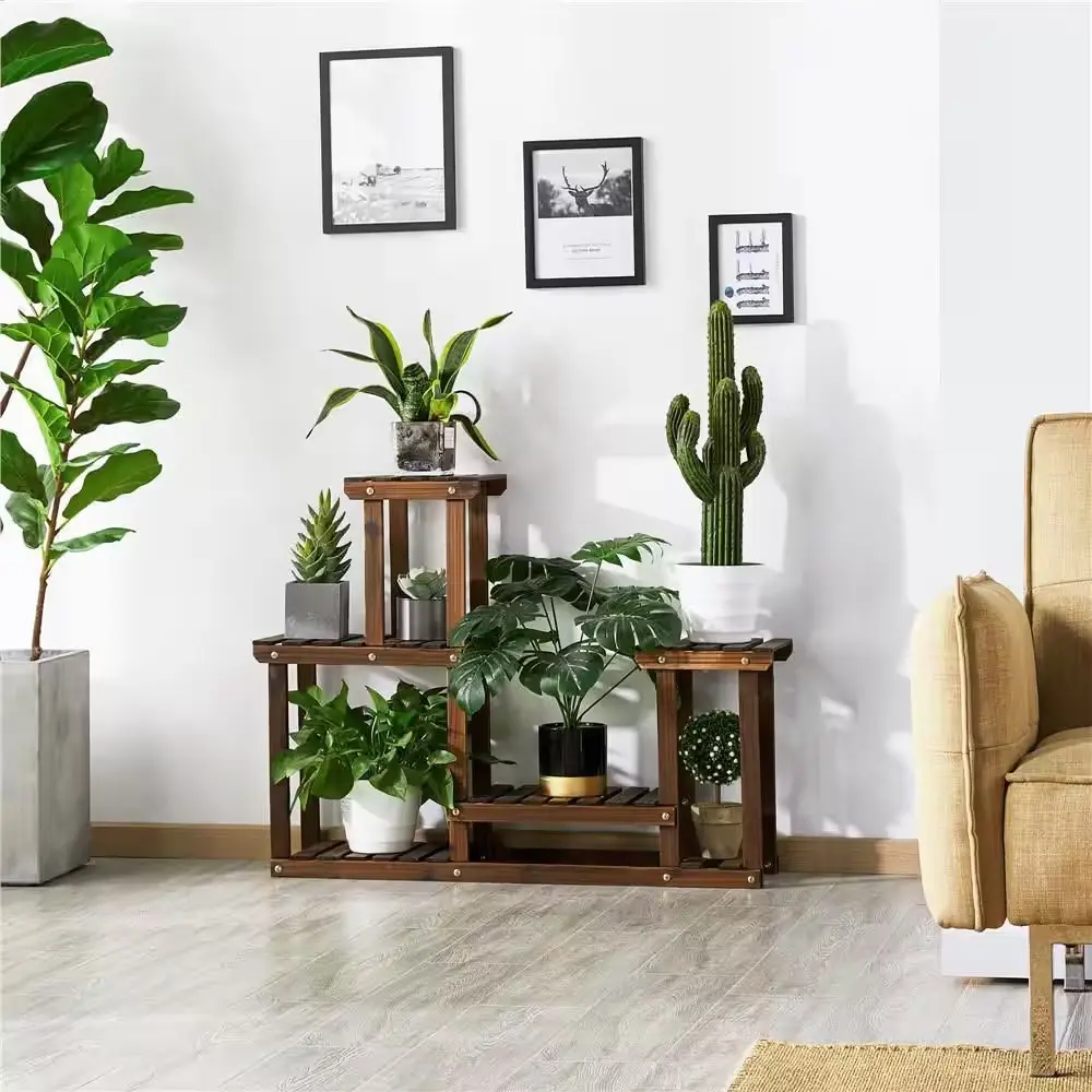 wooden plant stand outdoor