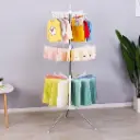 3 Tiers Foldable Towel Drying Rack Baby Clothes Laundry Rack with Underwear Clips Saving Space2.webp