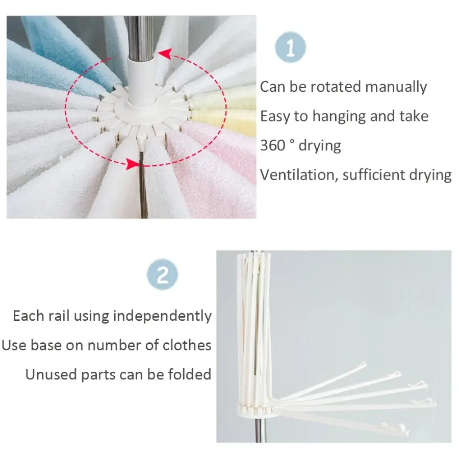 3 Tiers Foldable Towel Drying Rack Baby Clothes Laundry Rack with Underwear Clips Saving Space3.webp