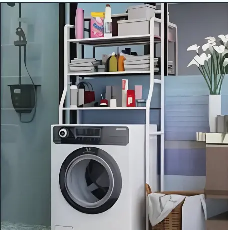 3 Layer Over Washing Machine Metal Storage Rack - White5.webp