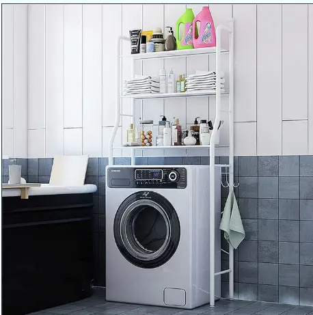 3 Layer Over Washing Machine Metal Storage Rack - White2.webp