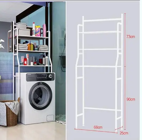 3 Layer Over Washing Machine Metal Storage Rack - White1.webp