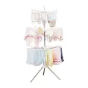 Multi Tiers Foldable Towel Drying Rack Baby Clothes Laundry Rack with Underwear Clips Saving Space
