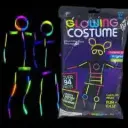 LED Glowing Stick Man Costume for Kids | Neon Glow Skeleton Suit for Halloween, Birthday Parties & Night Events – Easy Wear, Bright Multicolor
