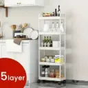 Muti Tier Rolling Cart, Multipurpose Utility Cart, Rolling Carts with Lockable Wheels, Storage Cart Craft Cart Organizer for Bathroom Laundry Kitchen, Used as book art snack lash makeup diaper cart, White