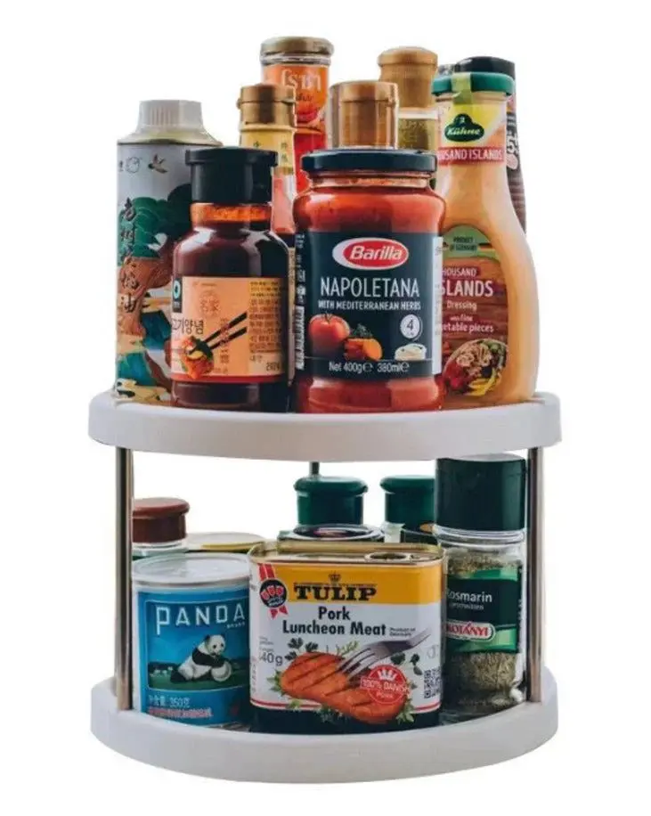 Circular Kitchen Spice Rack Rotating With 2 Levels/ 2 Tier Turntable Cabinet Organizer, Non-Skid Rotating Spice Rack, Kitchen Spice Organizer for Cabinets, for pantry, Bathroom, kitchen