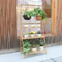 Multi Tier Bamboo Hanging Plant Shelf Stand FlowerPot Display Rack