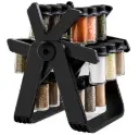 Rotating Spice Rack Organizer with 18 Glass Spice Jars, 360 Degree Revolving Ferris Wheel, Removable, Black