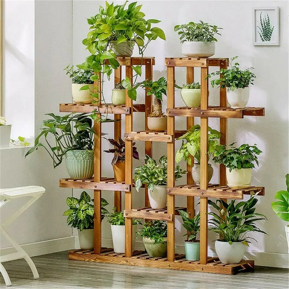 Wooden Plant Stand | Premium Quality | Garden decor Qatar|  Indoor & Majlis Décor | Ramadan Gift