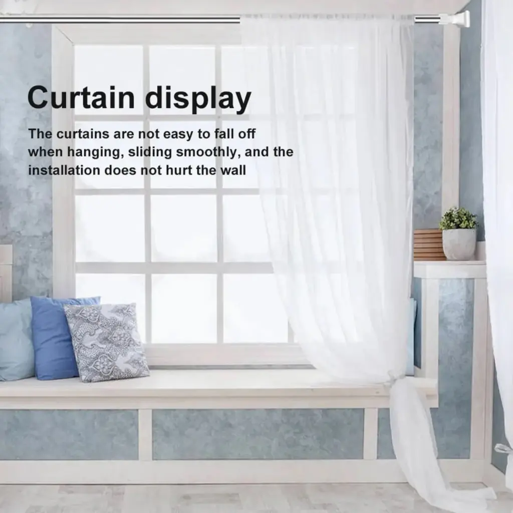 Adjustable Telescopic Extendable Curtain Rod – No Wall  Drilling Installation, Multipurpose Stainless-Steel Clothes Hanger Rod