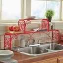 Over Sink Dish Drying Rack – 2-Tier Metal Kitchen Organizer (Red)