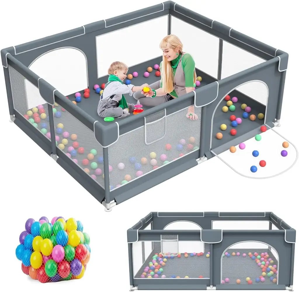 Large Indoor Kids Playpen with Ball Pit – Safe Play Area for Infants and Children with Breathable Mesh Sides | Spacious Play Park Easy to Assemble