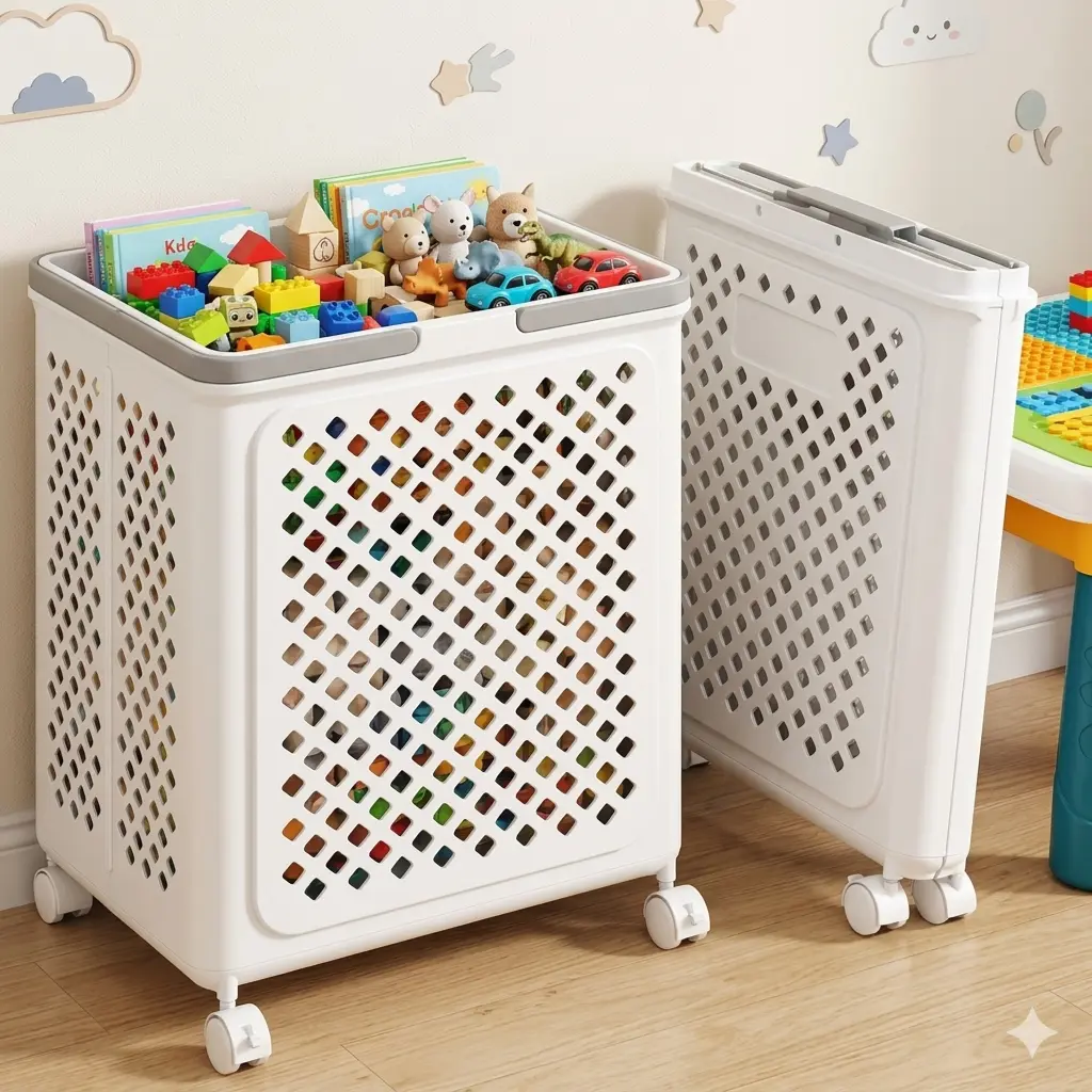 Foldable Toy Storage  with Wheels – Kids Organizer Box for Playroom & Space-Saving Home Use