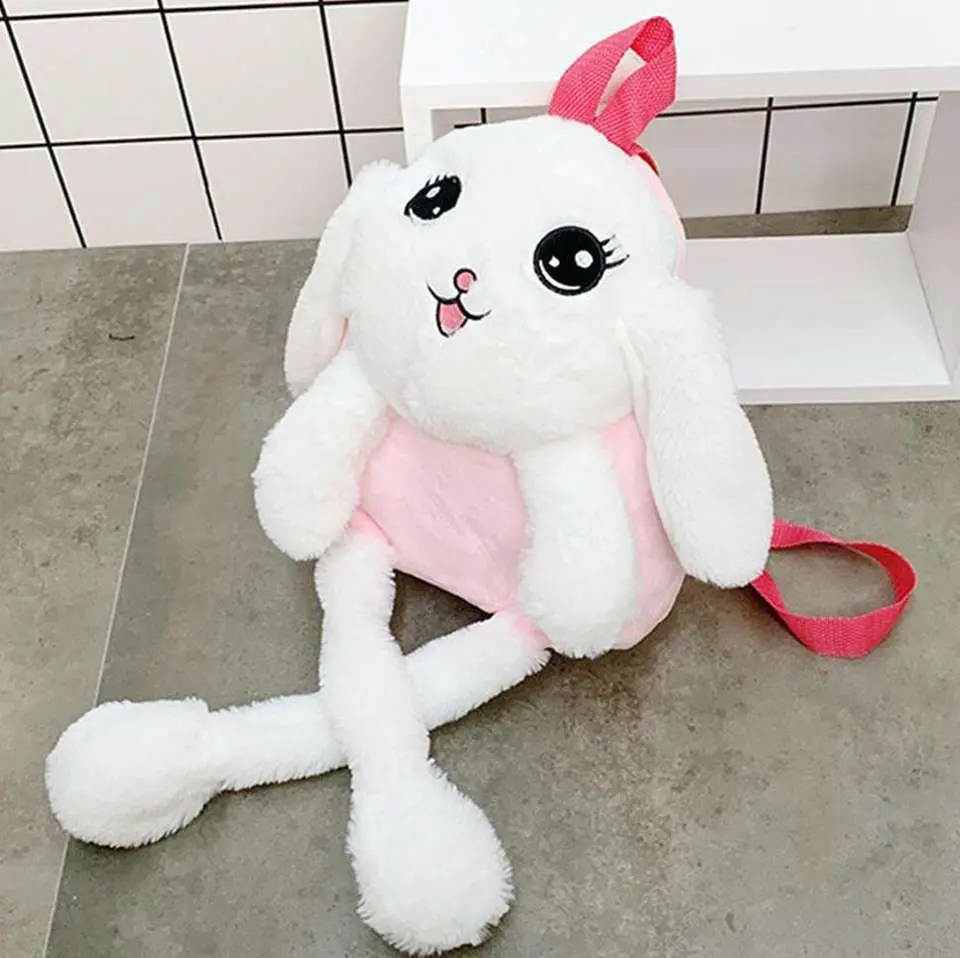 Cute Bunny Plush Backpack for Kids – Soft Rabbit School Bag with Adjustable Strap – Adorable Stuffed Animal Backpack Toy