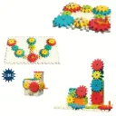 2-in-1 Kids Gear Building Toy Set DIY Assembly Blocks | Rotating Gears Construction Kit | STEM Learning Educational Toy for Children | Creative Puzzle Building Set with Hand Crank | Motor Skills & Brain Development Toy