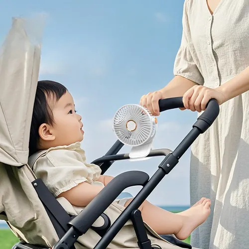 Portable USB Rechargeable Mini Fan with LED Light & Clip - 2500mAh Battery - Perfect for Stroller, Travel & Outdoor - Compact Cooling Fan for Kids & Adults