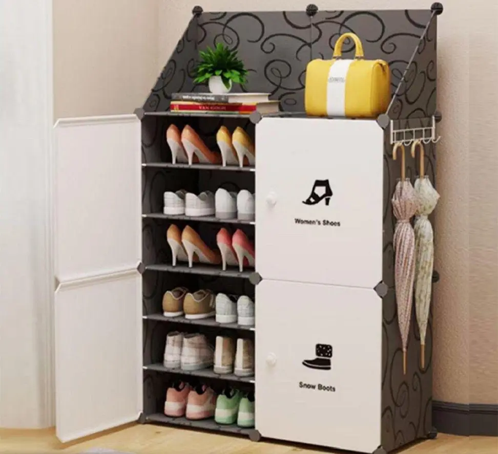 Multilayer Shoe Rack - Dustproof Shoes Cabinet with 4 Doors