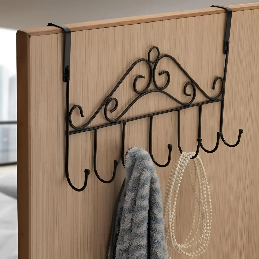 Over-the-Door Decorative Metal Hook Organizer 