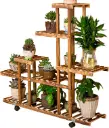 Stylish Wooden Plant Stands with wheels-Perfect for Qatar’s Balconies,Living Rooms,Gardens