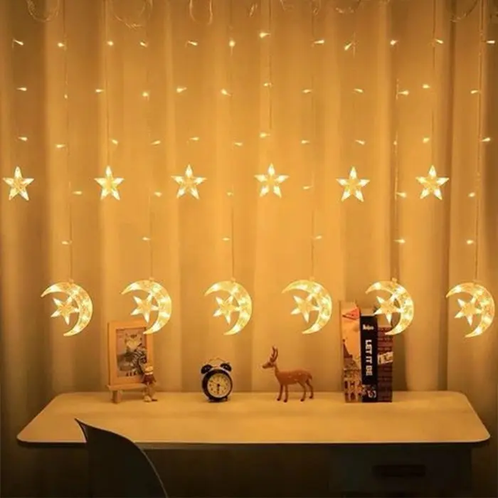 LED Star and Moon String Ramadan Decorative Lights for Indoor & Outdoor - 3.5 Meter