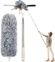 Microfiber Feather Duster Bendable & Extendable Fan Cleaning Duster with 100 inches Expandable Pole Handle Washable Duster for High Ceiling Fans, Window Blinds, Furniture(Grey)