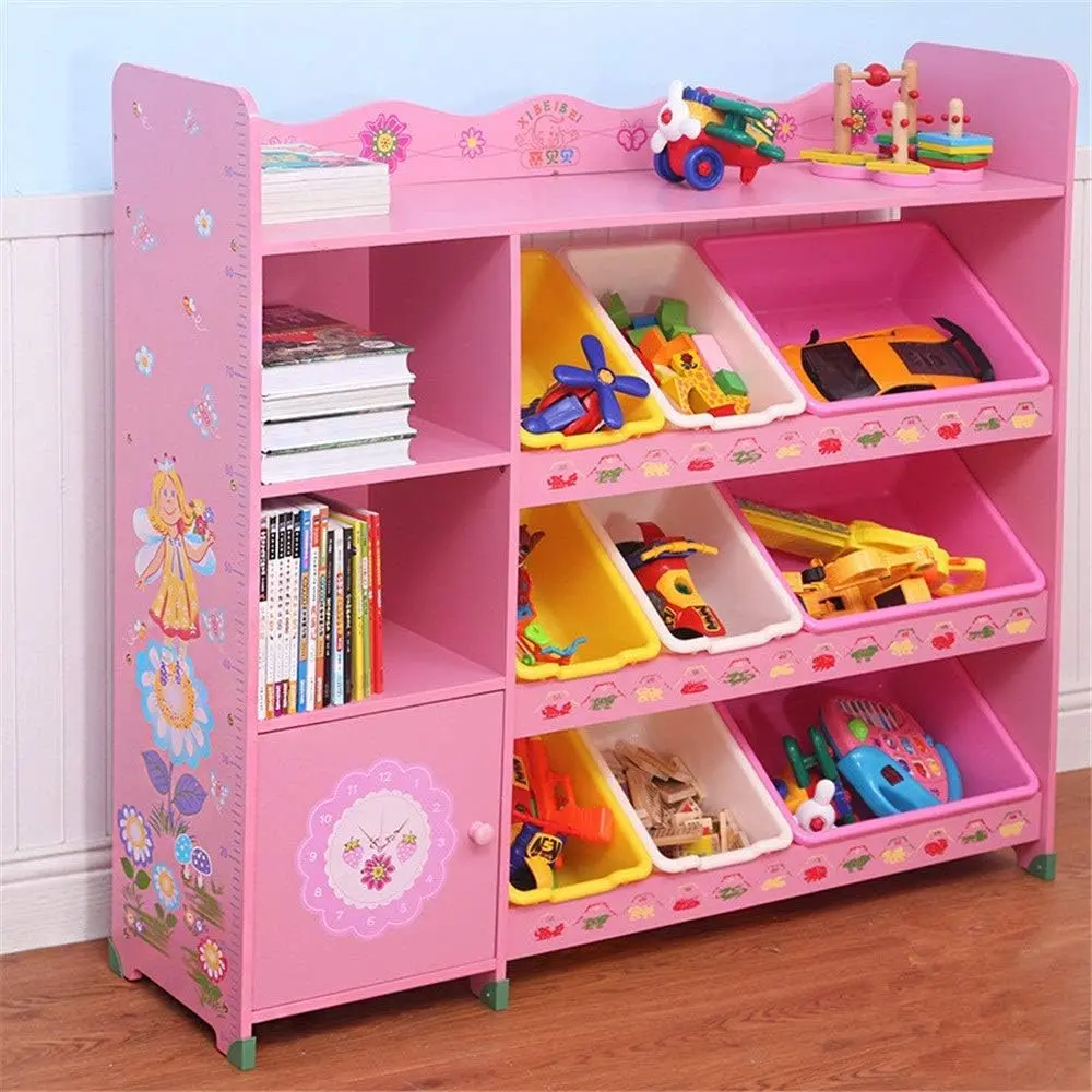 Wooden Storage Bin Toy Box Plastic Bin, Storage Box Shelf Kids Toy Storage Organizer with Drawer - Perfect for Home Storage Kids Storage Box