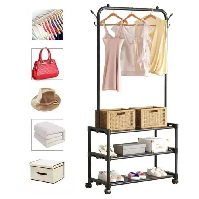 Multifunctional Cloth Rack with Shoe Stand, Garment Hanger, Coat and Hat Rack