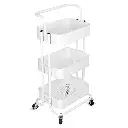 3-Tier Trolley Cart Organizer - Stackable Basket Rack for Kitchen and Pantry Storage