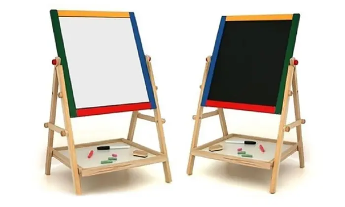 Art Easel for Kids, Modern Kids Chalkboard Easel, Double Sided Children Standing Chalkboard, Two-in-one blackboard and whiteboard
