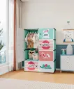 New Cartoon Plastic Children's Wardrobe Foldable Baby Cabinet Storage Cloth blanket Wardrobe With Magnetic Suction Door