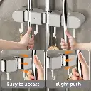 Wall Mounted/Self Adhesive Mop Holder/ Broom Organizer/Home Cleaning Tool Holder Organizer, 3 Clips 4 Hooks, Mop Hook, Mop Clip, Wall Mounted Mop And Broom Storage Clip, Mop Hanging Rack, Multifunctional Tools Storage Clip For Bathroom Kitchen Garden, Cleaning Accessories, Household Gadgets