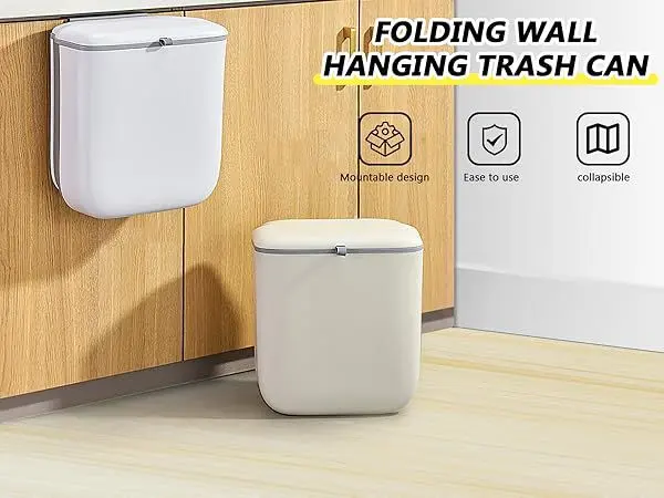 Foldable Hanging Kitchen Trash Can, Wall-Mounted Garbage Box, Kitchen Food Waste Bin