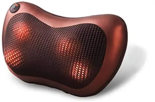Body Massager for Car and Home for Anti Stress Pain Relief with Relaxing Rolling Balls Massager, Neck & Shoulders Massage Pillow, Head with Magnet Vibrator, Electric Heating, Kneading Therapy, Faux Leather Material, 8 Massager Nodes, Convenient Hand Controller