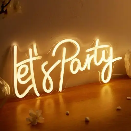 LED Neon Sign "Let's Party" and "Happy Birthday" - Creative Letter Lighting for Bedroom, Bar, Coffee Shop Decor - USB Powered, Wall Hanging, No Battery - Multipurpose Atmospheric Light for Party and Gatherings