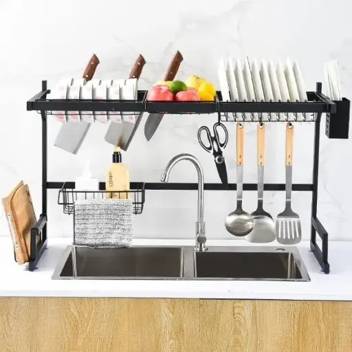 2-Tier Kitchen Over Sink Rack - Stainless Steel Dish Drying Storage Rack