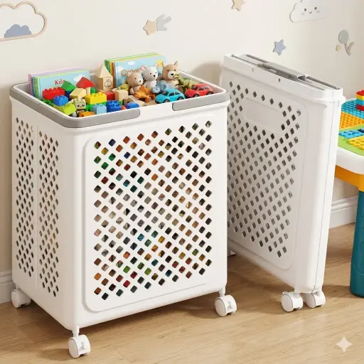 Foldable Toy Storage  with Wheels – Kids Organizer Box for Playroom & Space-Saving Home Use