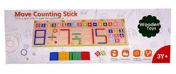 Kids Move Counting Stick Math Game – Wooden Number & Equation Puzzle Board | Montessori Learning Toy for Counting, Addition & Problem Solving | 3+ Years