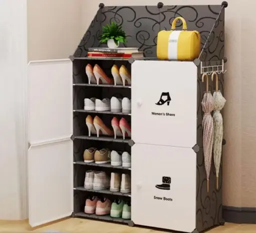 Multilayer Shoe Rack - Dustproof Shoes Cabinet with 4 Doors