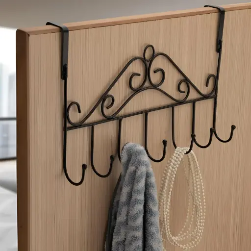 Over-the-Door Decorative Metal Hook Organizer 