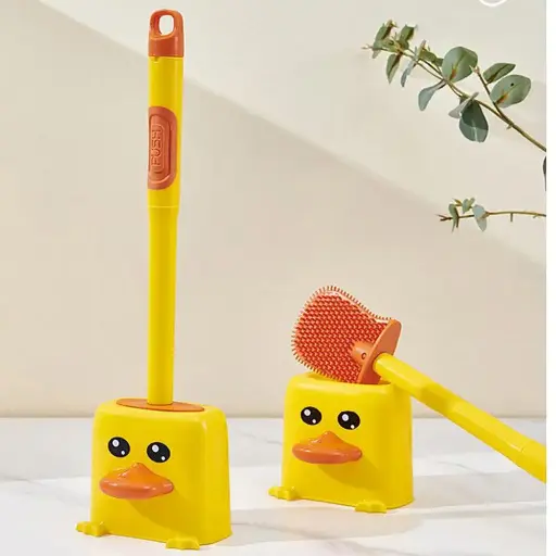 Yellow Duck Silicone Toilet Brush & Holder – Hygienic & Fun!