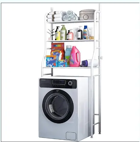 3 Layer Over Washing Machine Metal Storage Rack - White