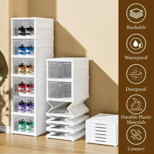 Quick Installation Premium Telescopic Shoe Storage Rack, Transparent Shoe Rack - 6 Layer