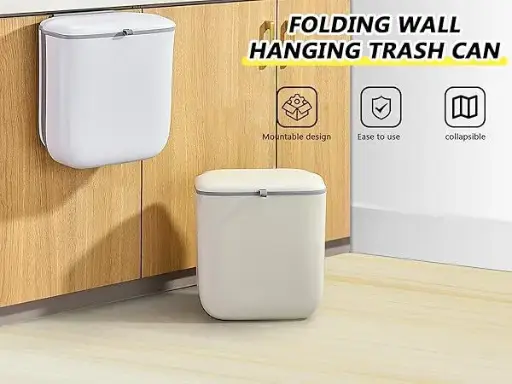 Foldable Hanging Kitchen Trash Can, Wall-Mounted Garbage Box, Kitchen Food Waste Bin